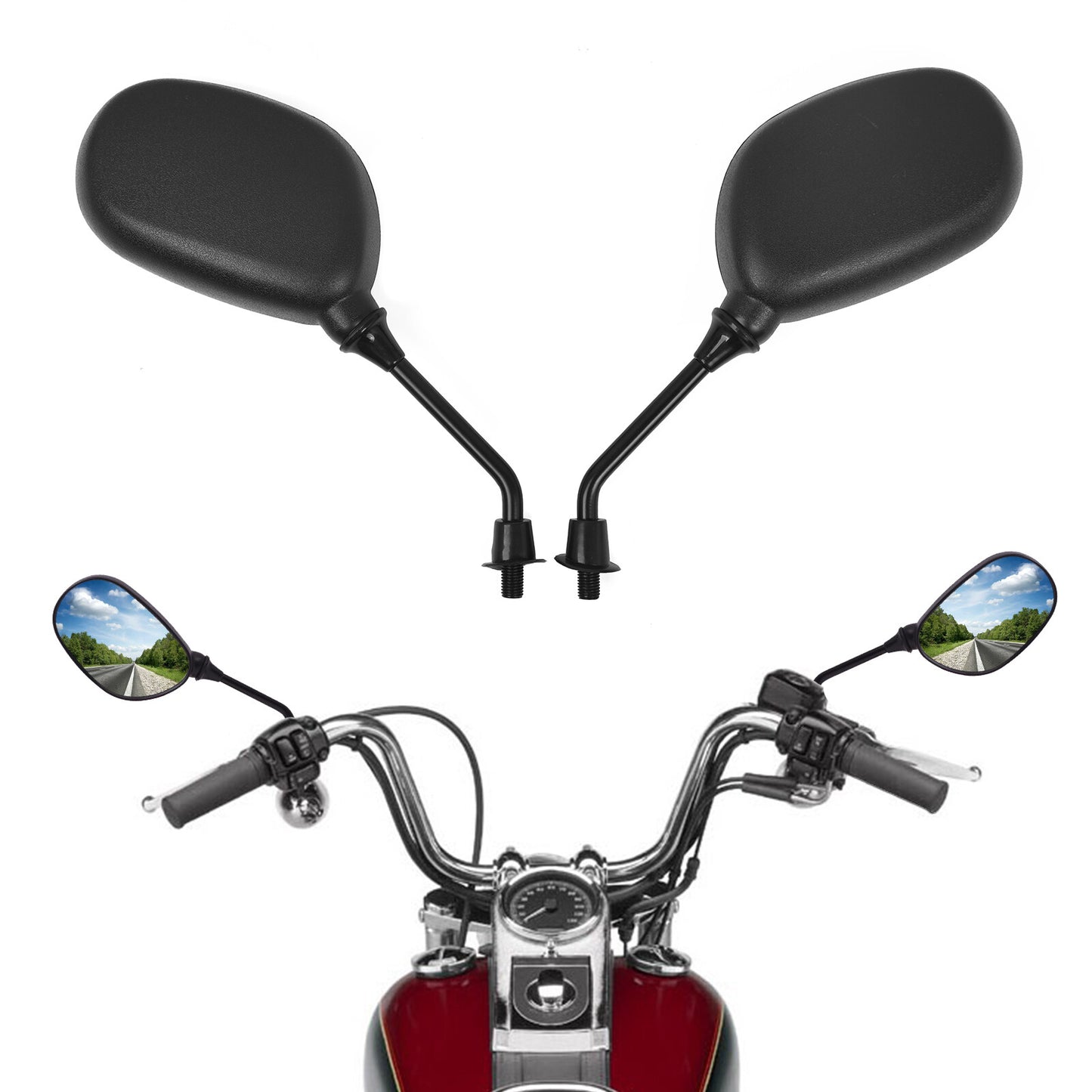 Motorcycle Scooter 7/8 22mm Handlebar End Rearview Side Mirrors For Honde ATV