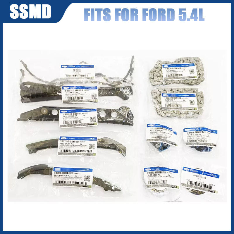 for Ford 5.4L Camshaft Phaser Sprocket, Timing Tensioner, Guides, Chain Kit
