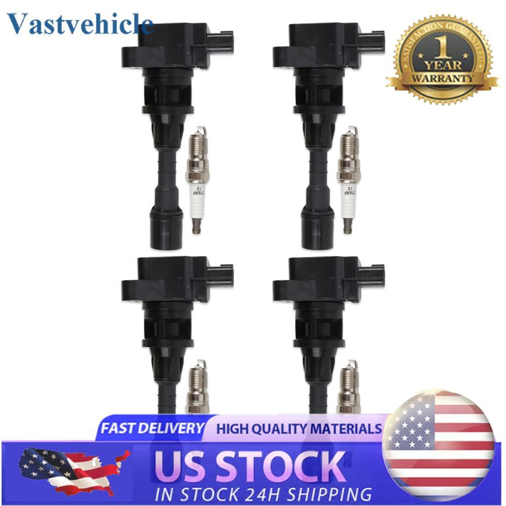 4pcs Ignition Coils + 4pcs Iridium Spark Plugs for Mazda 5 2006-2007 UF541 90813