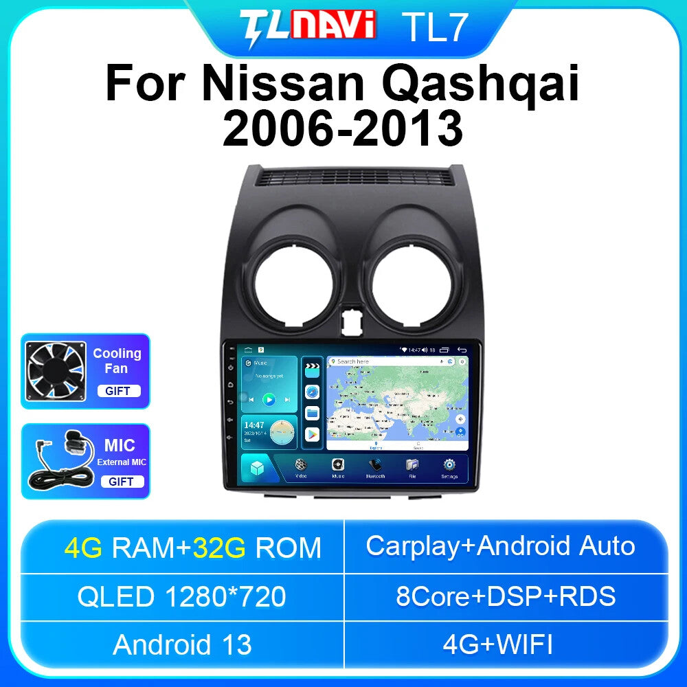 for Nissan Qashqai j10 2006-2013 CarPlay Car Radio Multimedia GPS Player Screen
