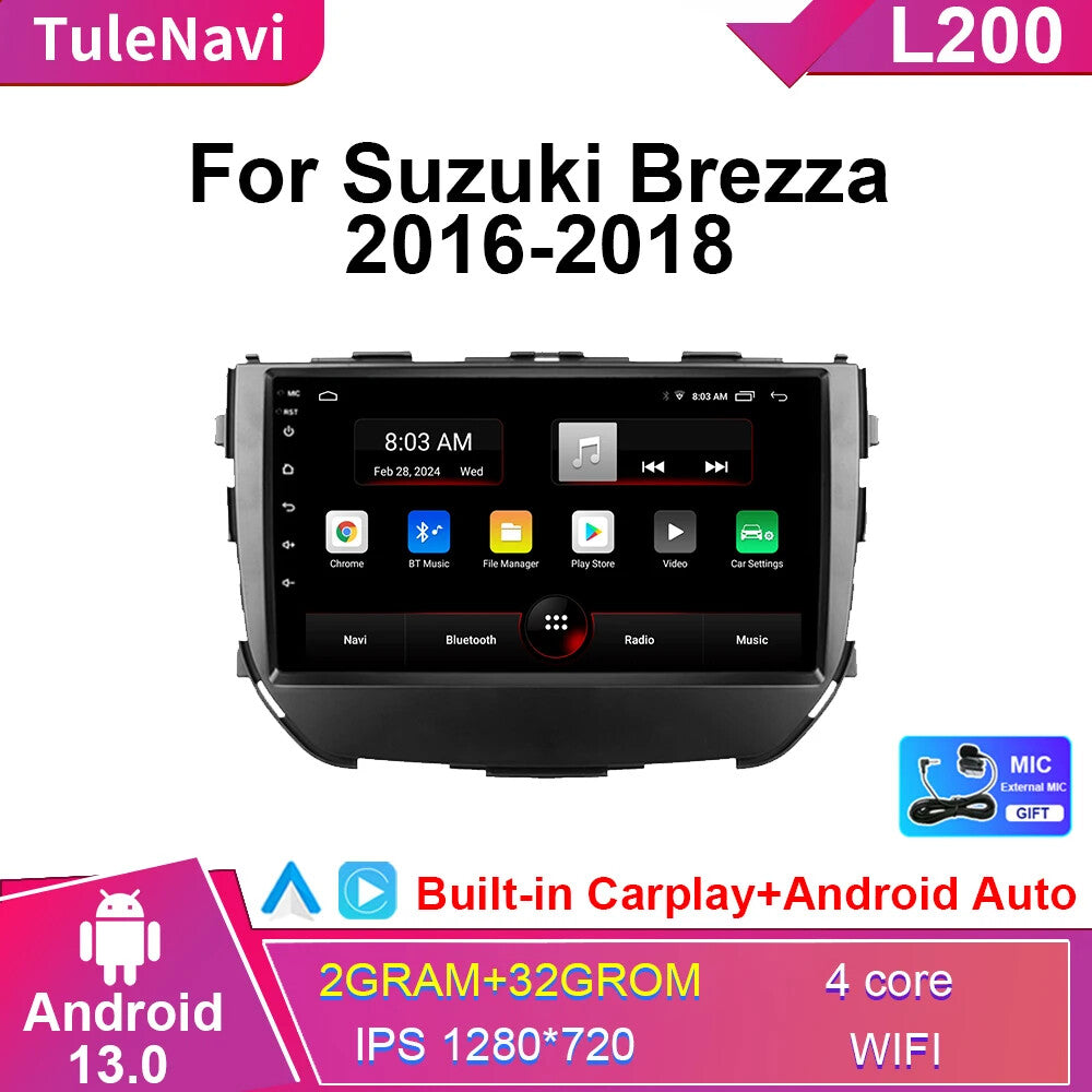 for Suzuki Brezza 2016-2018 Car Radio GPS CarPlay Auto Multimedia Stereo Player
