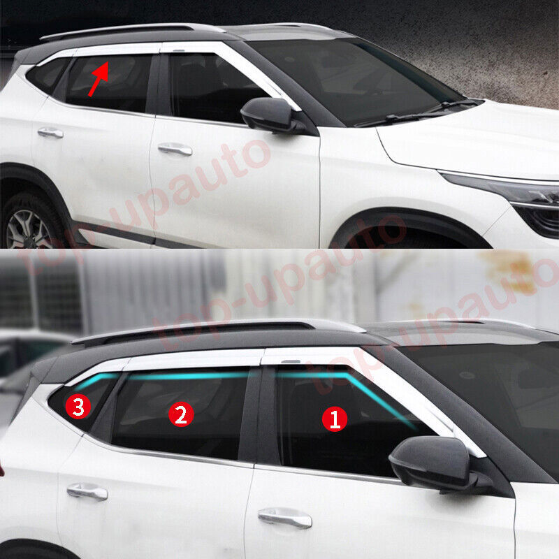 6P for Kia Seltos 2020-2024 silver Window Wind Visors Rain Guard Vent Deflectors
