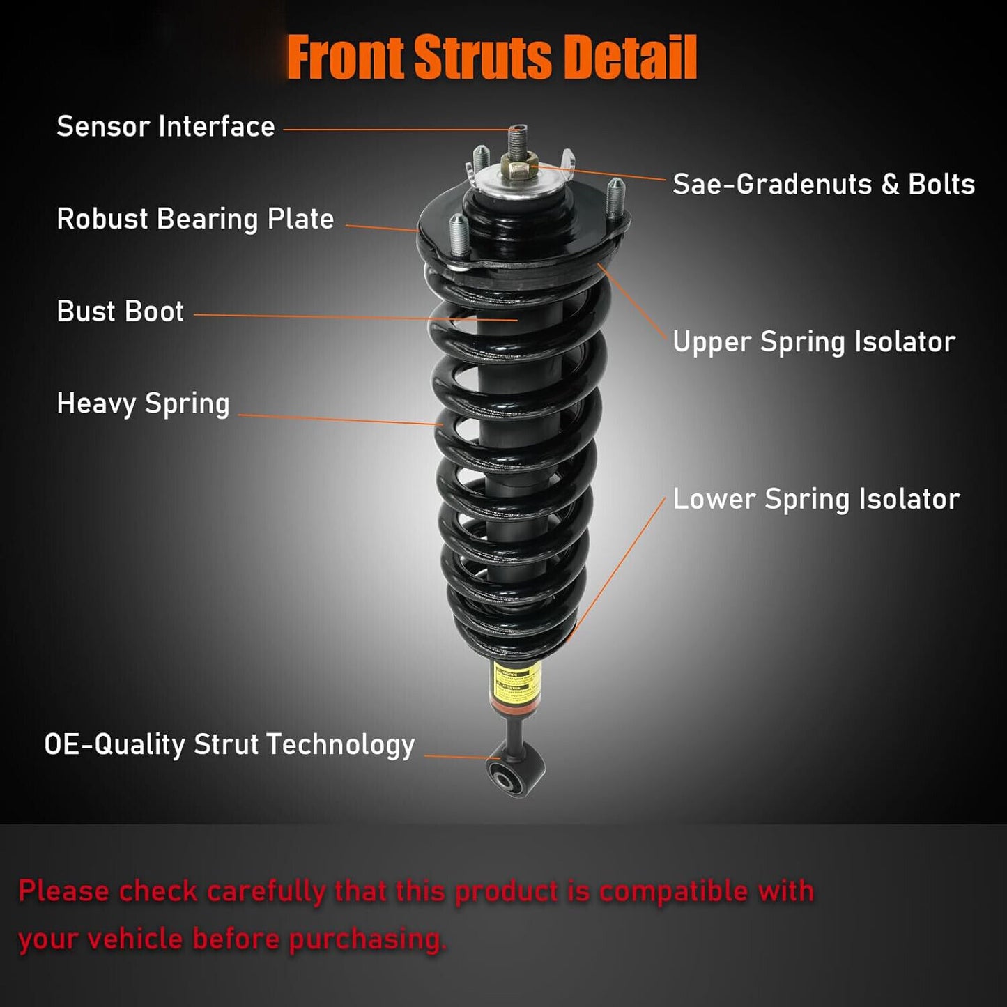 A pair of front shock absorber struts with spring assist and PASM for Porsche for Panamera 970 (2010-16)