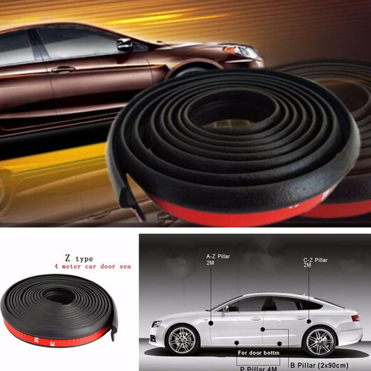 Car Suv Weatherstrip Seal Waterproof 4M Z-shape Door Rubber Seal Strip BLack Pad