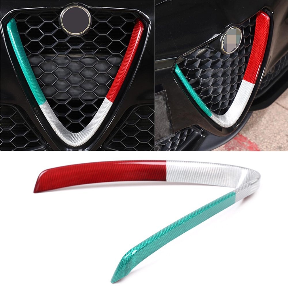 Real Carbon Fiber Front Grille Grill V Shape Cover for Alfa Romeo Giulia 2017-22