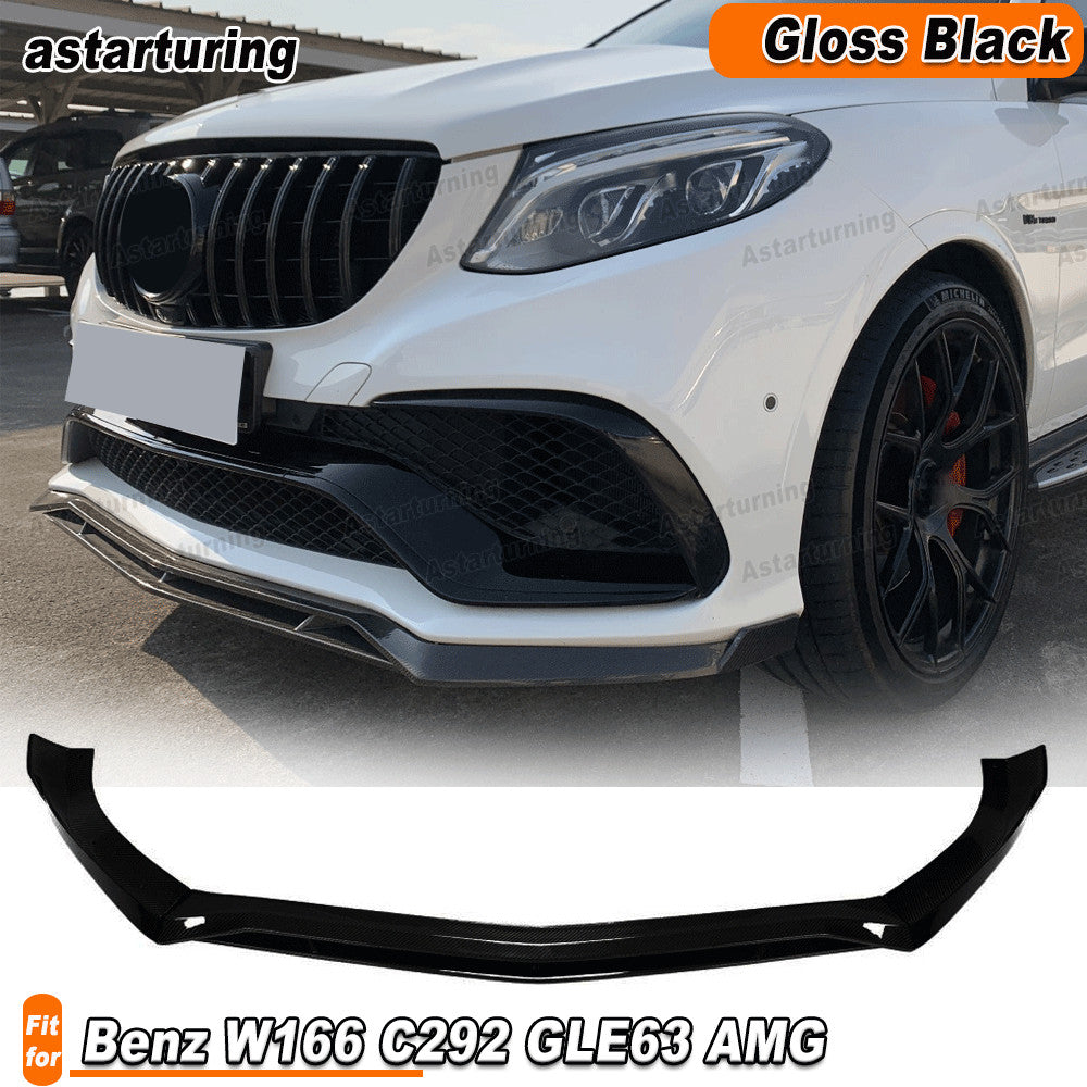 for Benz W166 C292 GLE63 2015-2018 Gloss Black Front Bumper Lip Wing Spoiler