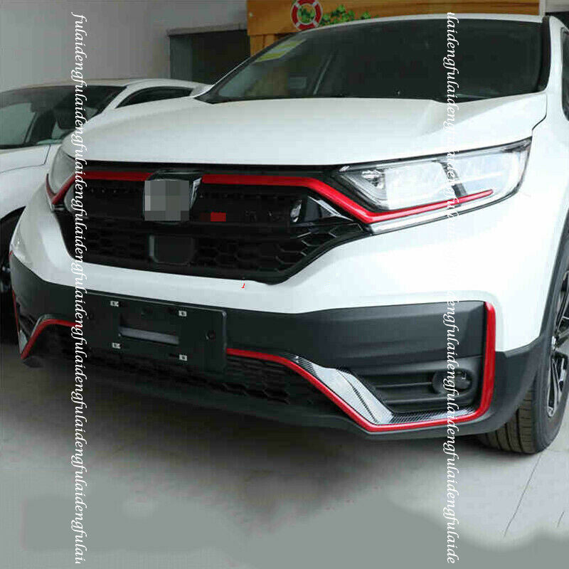 for Honda CR-V 2020-2022 Red+Carbon Front Bumper Grille Lower Strip Guard Trim