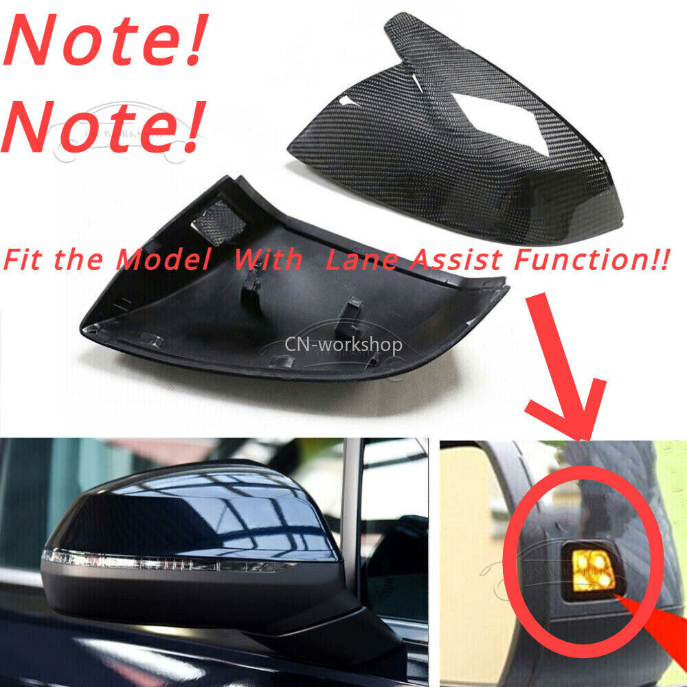 Real Carbon Fiber Side Mirror Cover W/ Lane Replace for Audi Q5 SQ5 Q7 SQ7 18-23