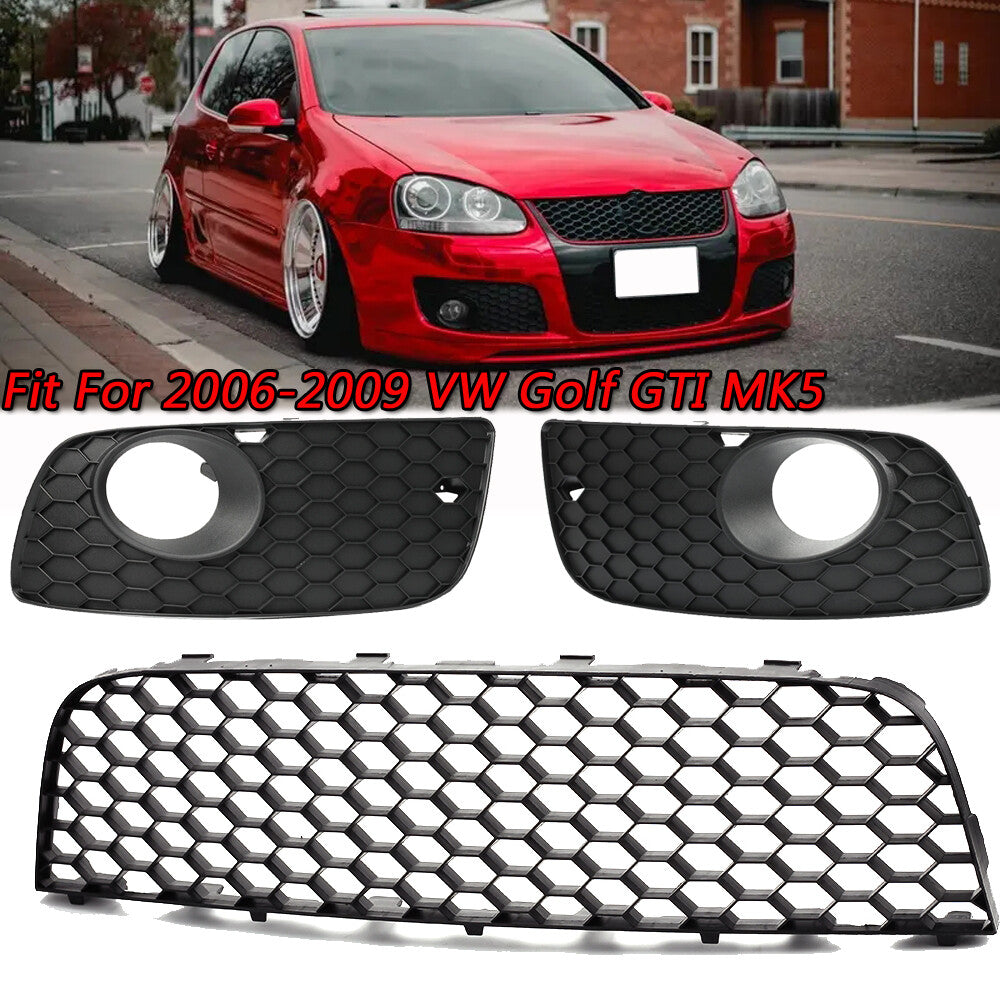 The front lower grille and fog light grille covers are suitable for 2005-2009 for Volkswagen for Golf MK5 GTI models.