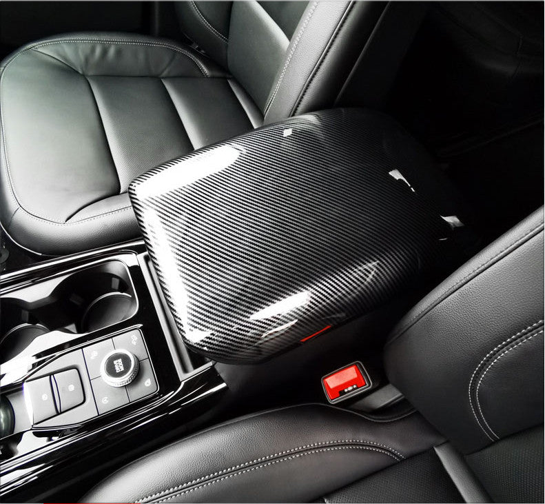 Carbon fiber style Central armrest storage box Cover for Ford Explorer 2020-2024