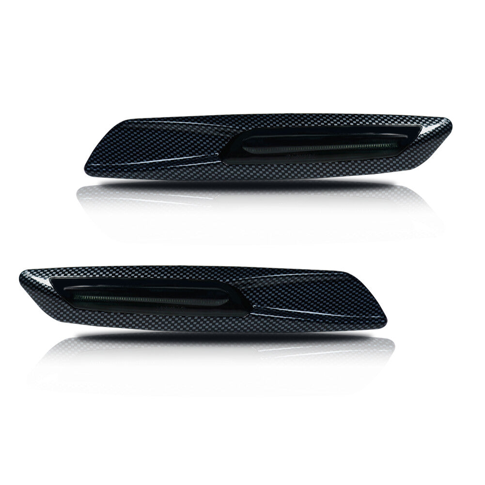 Carbon fiber style amber LED smoked side marker light kit for BMW 135 Series