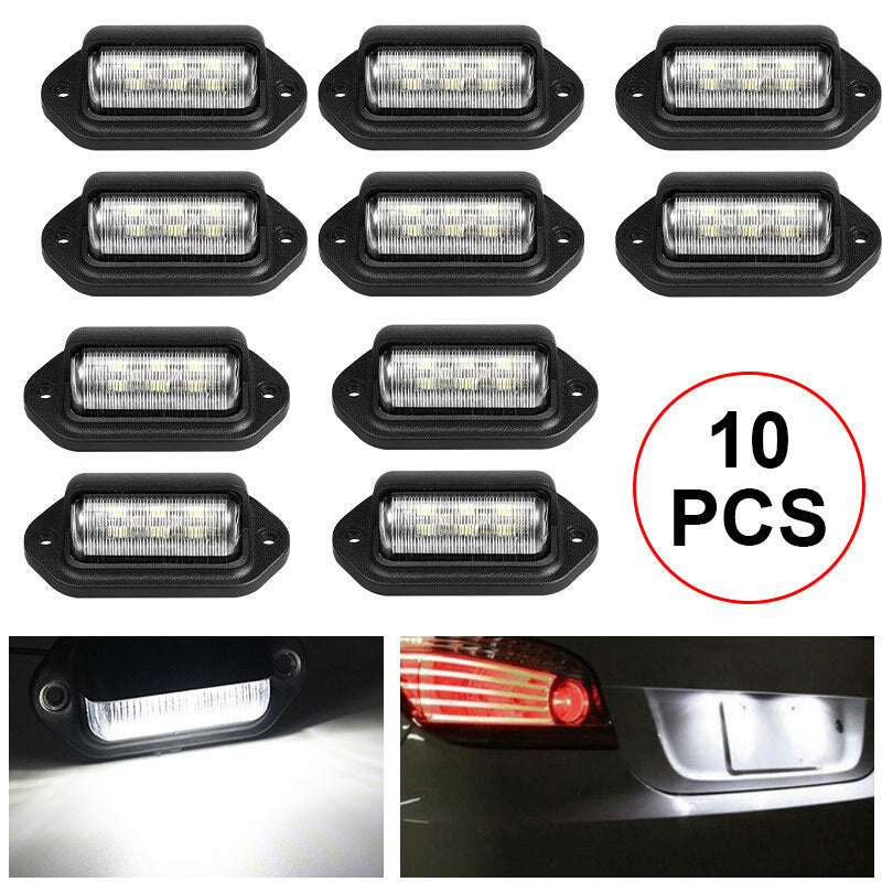 10X 6 LED License Number Plate Tag Light Truck Trailer Interior Step Lamp 12-24V