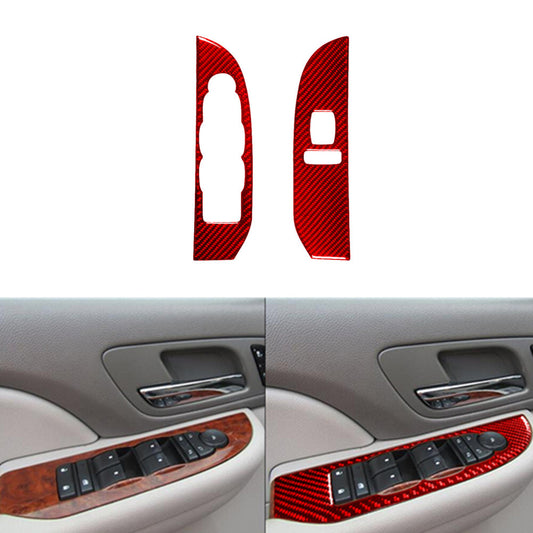 Red Carbon Fiber Front Door Control Trim For Silverado/tahoe/ for sierra 07-14 Type A