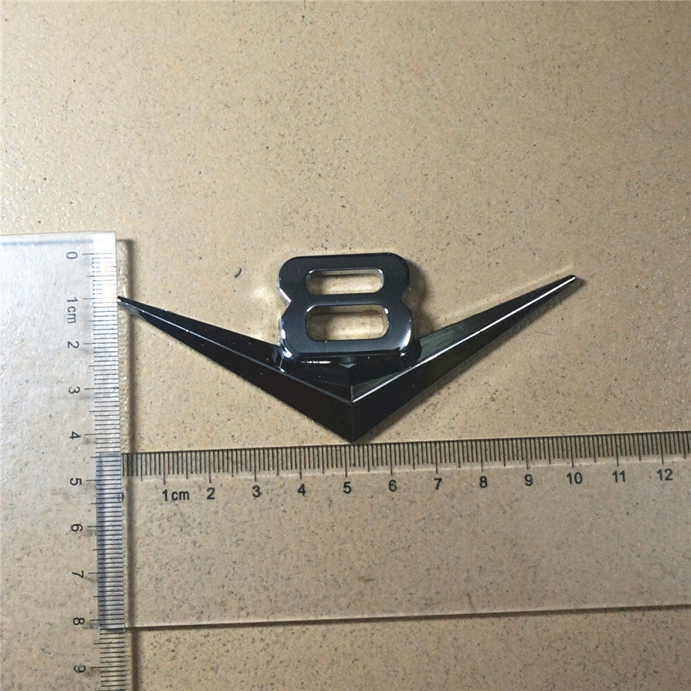 2x Silver V8 Chrome Metal Emblem Decal Sticker Badge Motor GT Performance Diesel