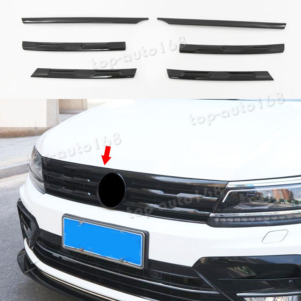 Gloss Black Front Center Grille Grill Decor Cover for Volkswagen for Tiguan 2018-21