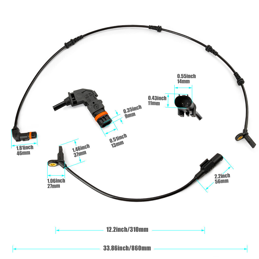 Four front and rear ABS wheel speed sensors for Mercedes-Benz ML350 R350 2006 (2007-11-)