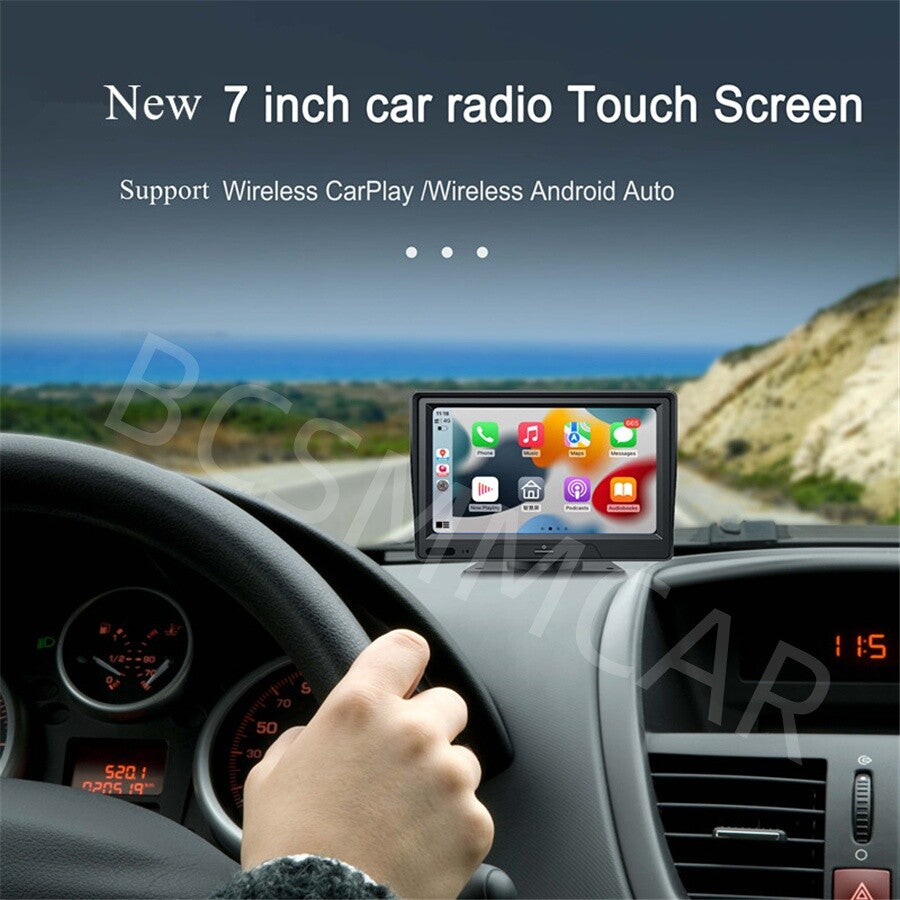 Car DVR Wireless 7in Dash Camera Carplay Android Auto Touch Screen Navigation FM