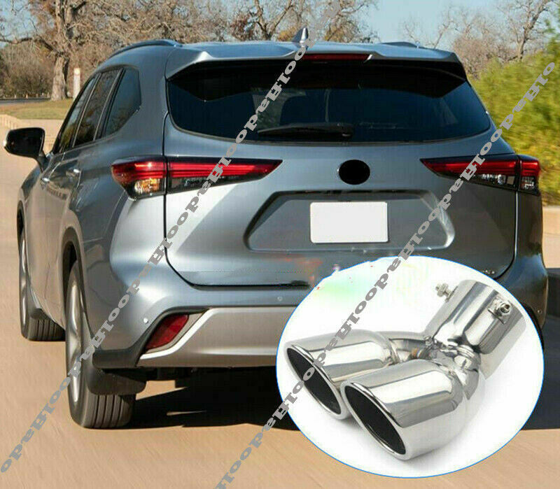 Silver Exhaust Muffler Tail Pipe Tip Tailpipe Trim for Toyota Highlander 2020-23