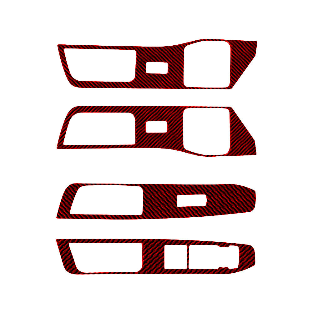 4X Red Carbon Fiber Door Lift Switch Panel Cover Trim for Ford Explorer 2020-23