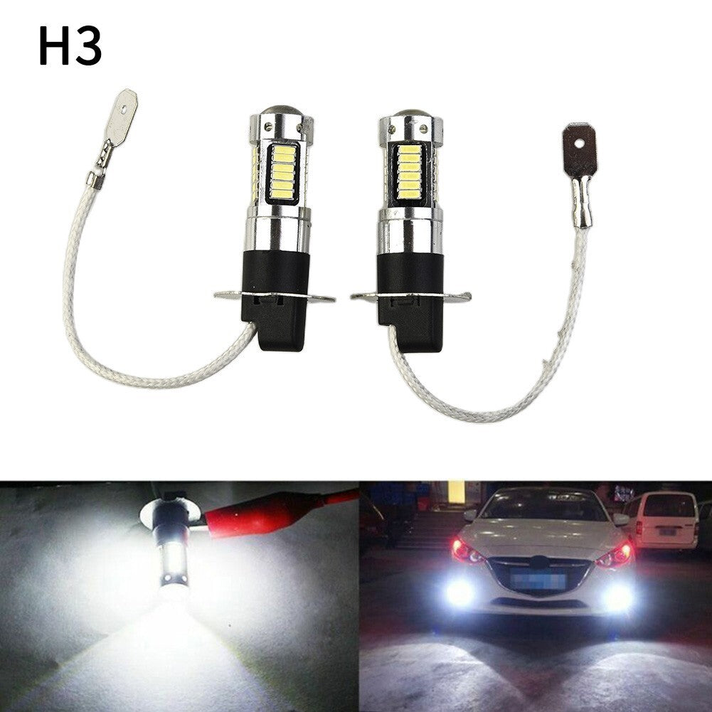 Fog Light DC 12V-24V Accessory Replacement 1Pair H3 LED Bulbs Conversion