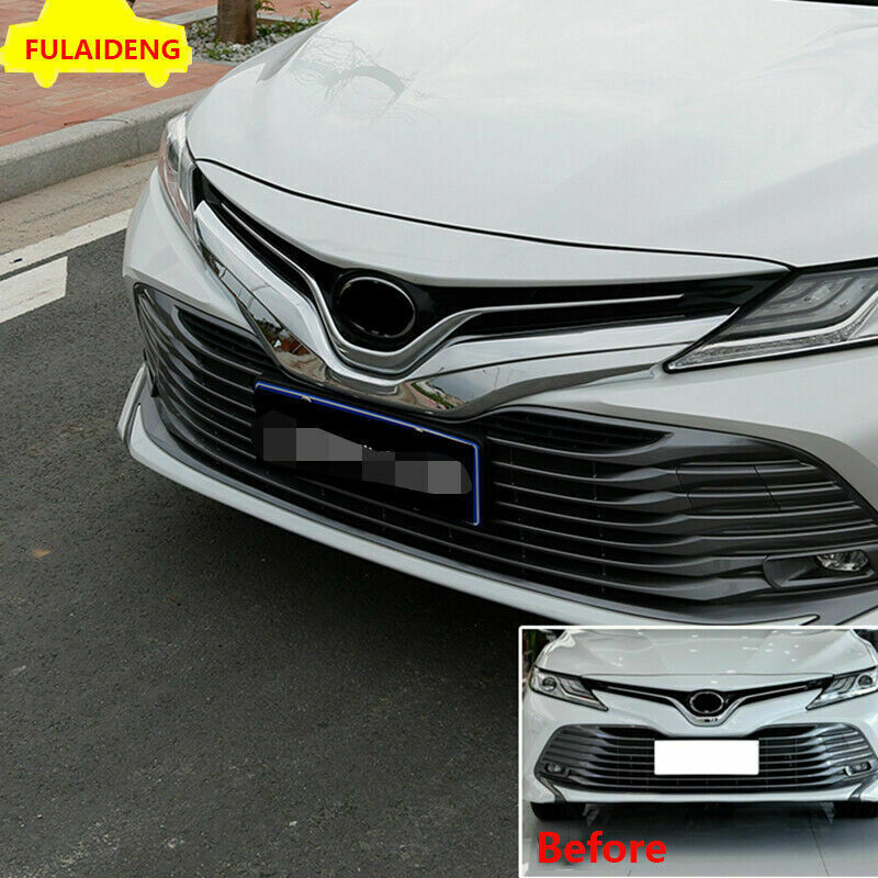 for Toyota for Camry 2018-2020 L LE XLE Car ABS Chrome Front Grill Bumper Trim Cover