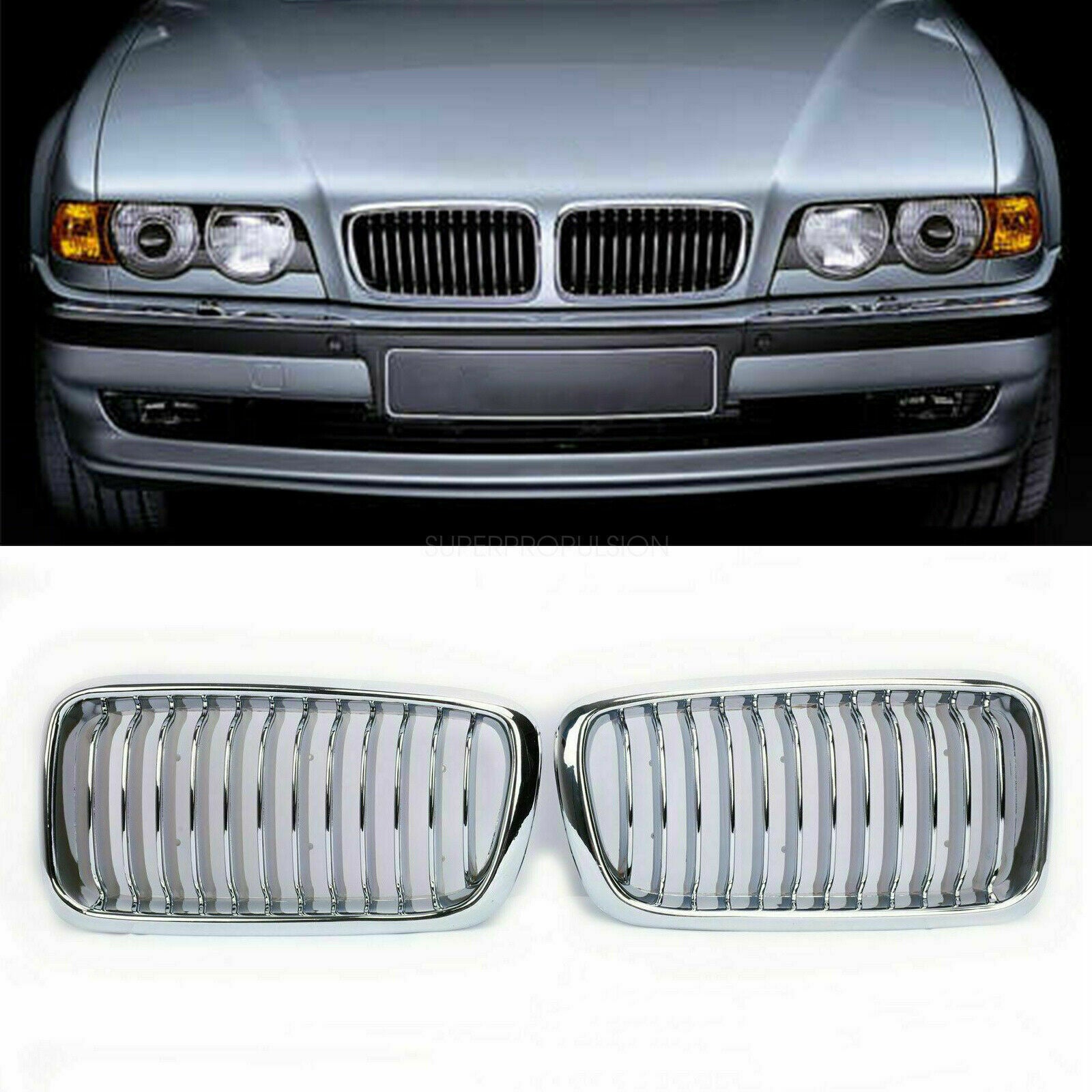 for BMW 7-Series Saloon E38 1998-2001 Chrome Front Grille Radiator Kidney Grille