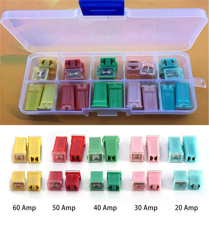20x for Mini Square Fuse Assortment Car Motorcycle Fuses Kit 20A/30A/40A/50A/60A