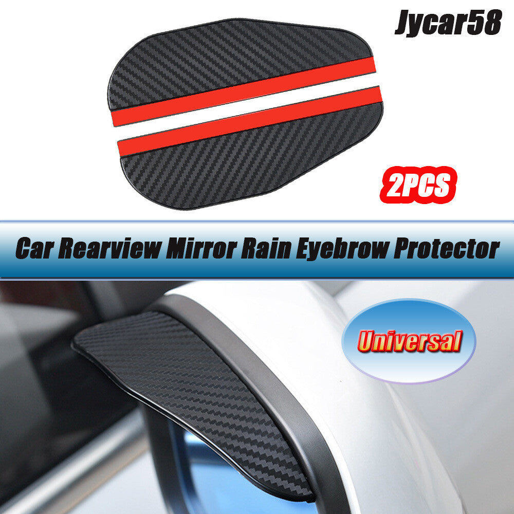 2PCS Rear View Side Mirror Rain Board Eyebrow Guard Sun Visor Trim Carbon Look