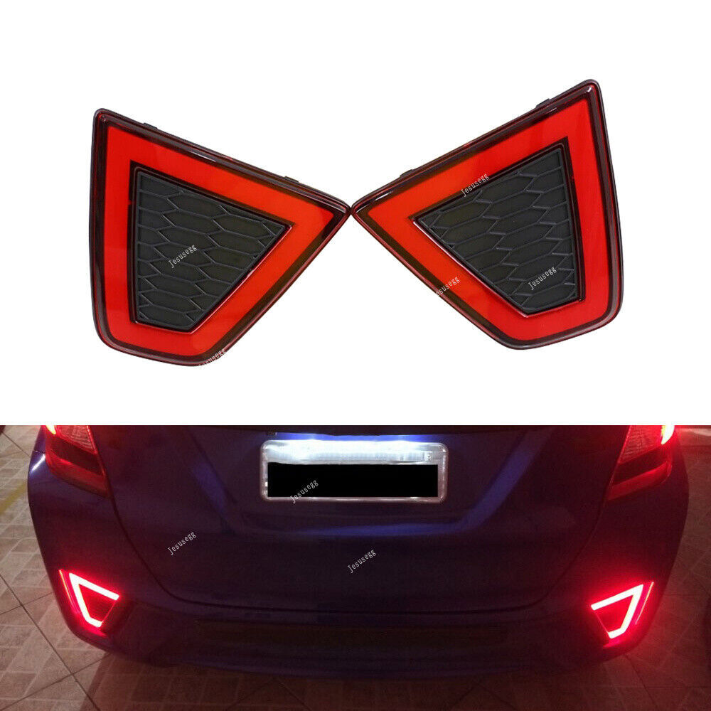 Pair Rear Bumper Reflector Light LED Brake Lamp Fit for Honda Jazz/Fit 2014-2015