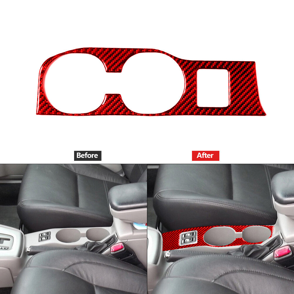 Red Carbon Fiber Watercup Panel Holder Trim Cover for Subaru Forester 2005-2008