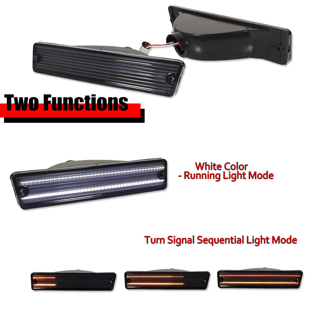 Black Switchback LED DRL turn signals for 81-88 for Oldsmobile Cutlass Supreme