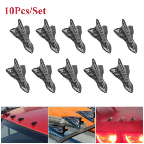 10Pcs Shark Fin Wing Vortex Generator Diffuser Rear Roof Wing Spoiler fit Cars