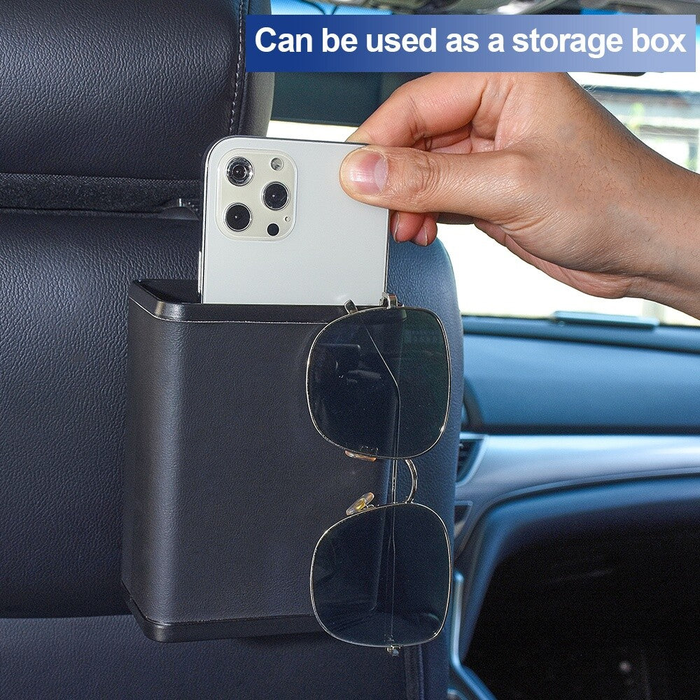 Black Waterproof Auto Car Garbage Bin Trash Can Storage Box Organizer