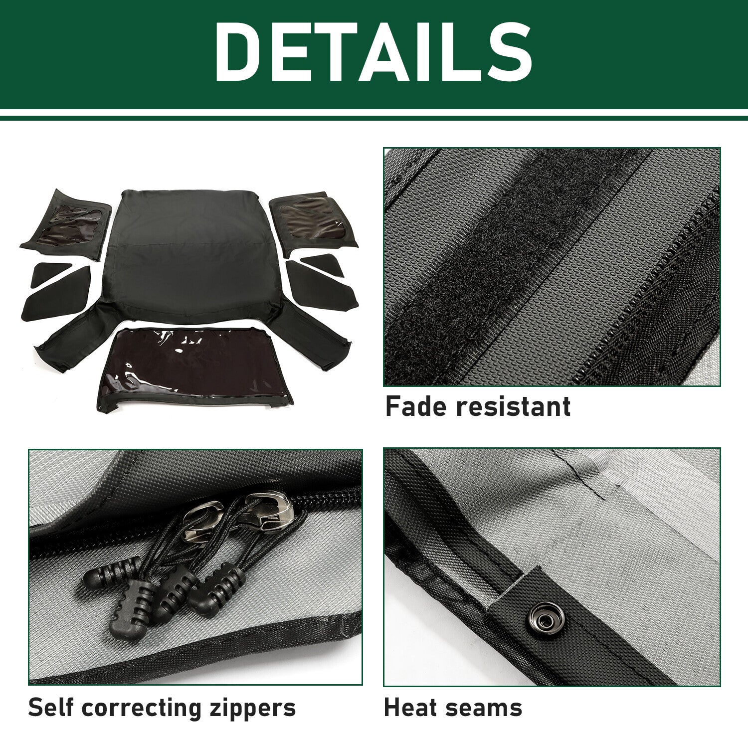 4x for Jeep for Wrangler TJ Soft top Replacement 97-06 w/Tinted Windows Black Vinyl