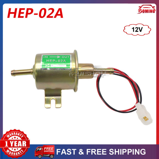12V Inline Low Pressure Electric Fuel Pump Universal 2.5-4PSI Gas Diesel HEP-02A
