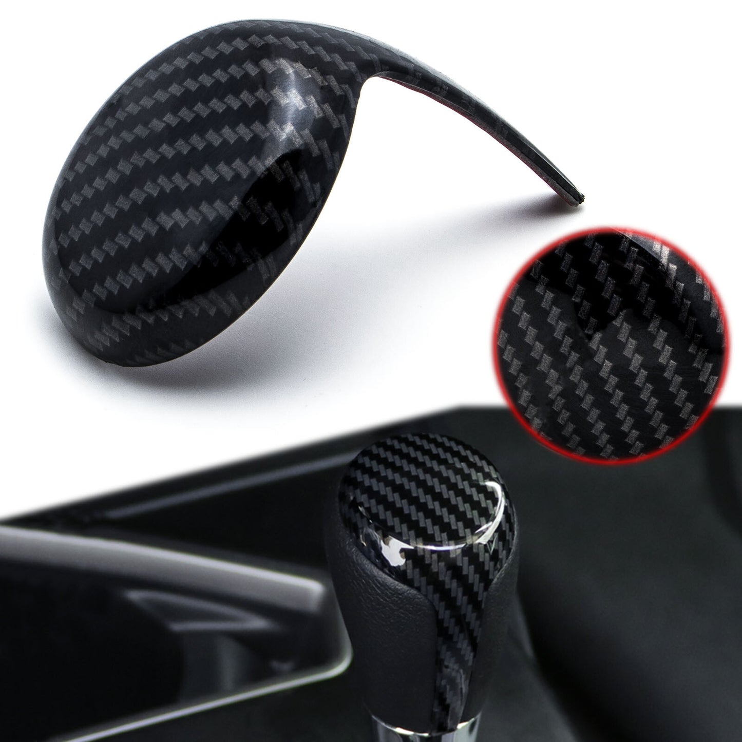 for Toyota RAV4 2013-2018 Carbon Fiber Style Inner Gear Shift Knob Cover Trim