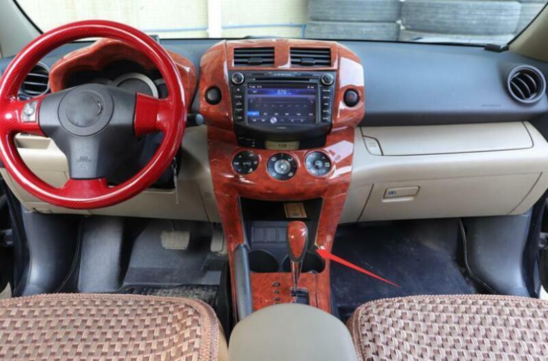 for Toyota RAV4 2006-2013 Wood Grain Central Console Gear Shift Knob Trim 1PCS
