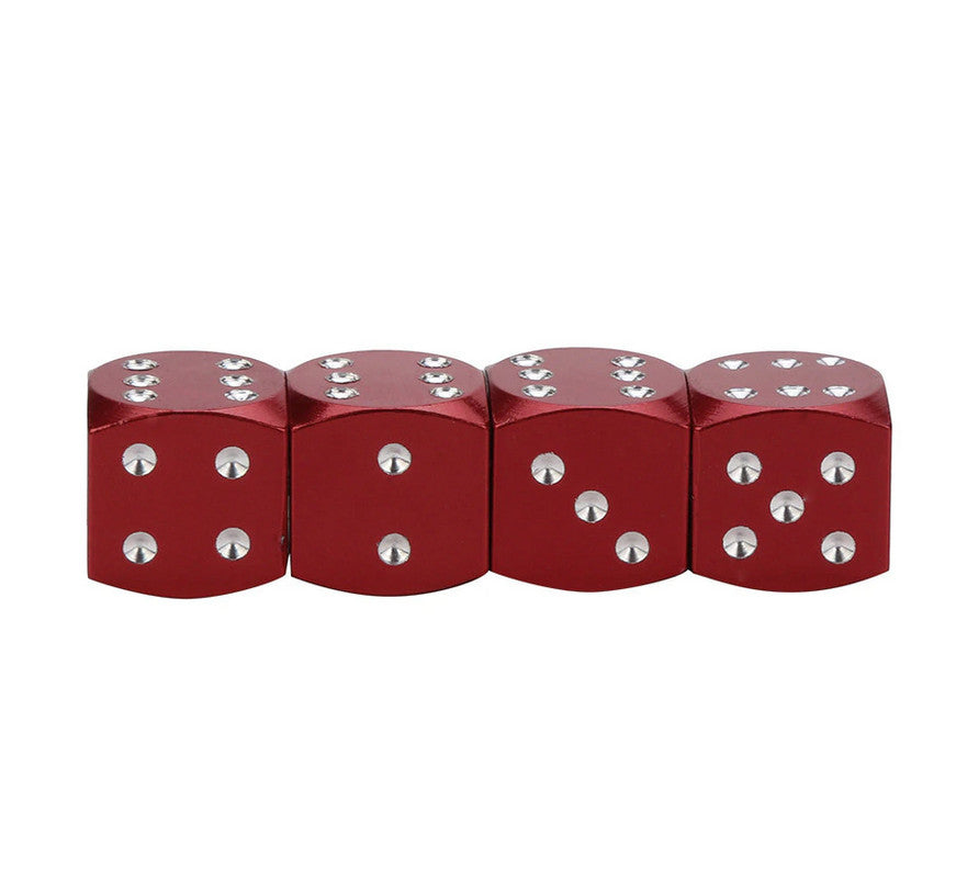 4-Piece Car Wheel Tire Valve Stem Air Cap Dust Cover Truck Bicycle Red Dice