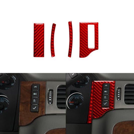 4X Red Carbon Fiber Speedometer Cover Trim For Silverado/tahoe/ for sierra 2007-2014