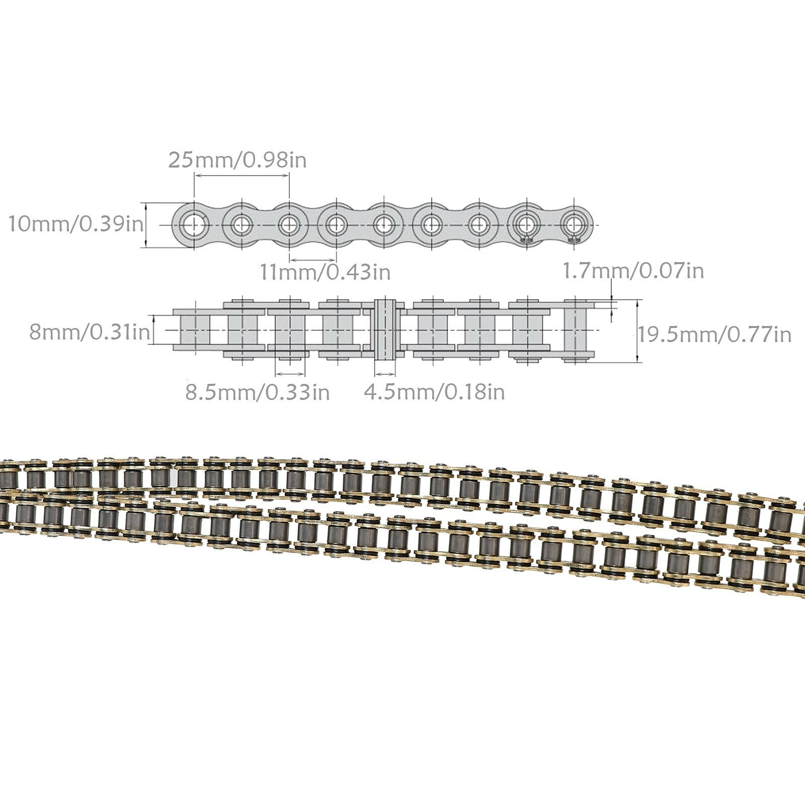 Gold 428 Chain 136 Links w/ O Ring  Chain Breaker 110cc 125cc 150cc Dirt Bike