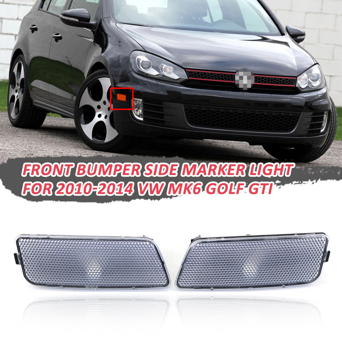 Front bumper side marker light housings for 2010-2014 for Volkswagen MK6 for Golf GTI packages.