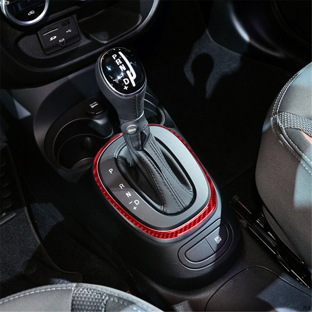 Red Carbon Fiber Gear Shift Transmission Suround Cover Trim For 14-17 for Fiat 500L