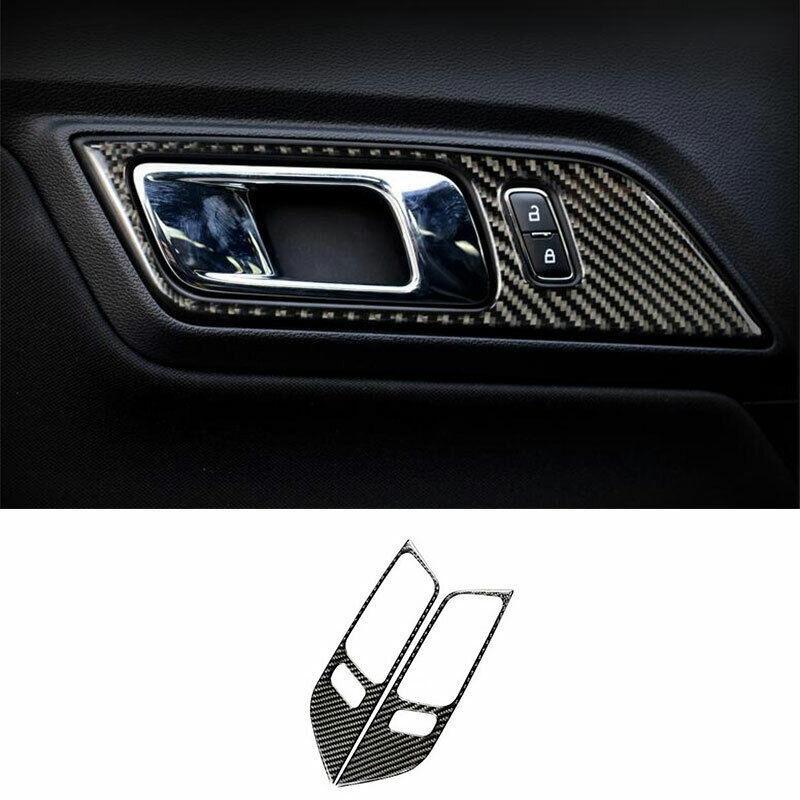 for Ford for Mustang 2015-2022 Real Carbon Fiber Window Lock Lift Panel Trim Frame