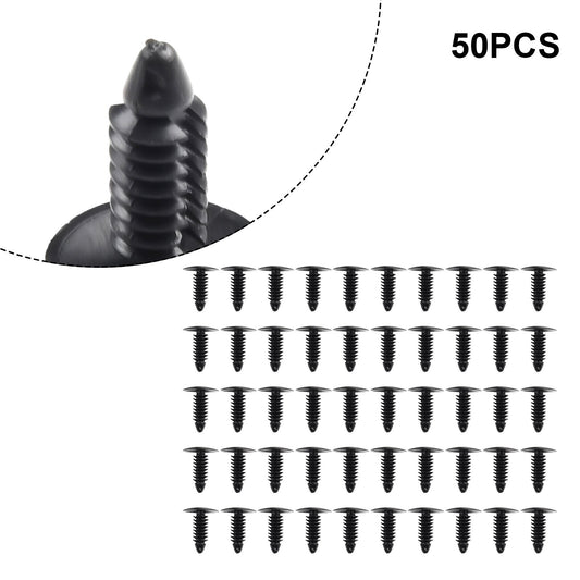 50-piece pack replacement car fasteners, black plastic rivets, screw clips, and accessories