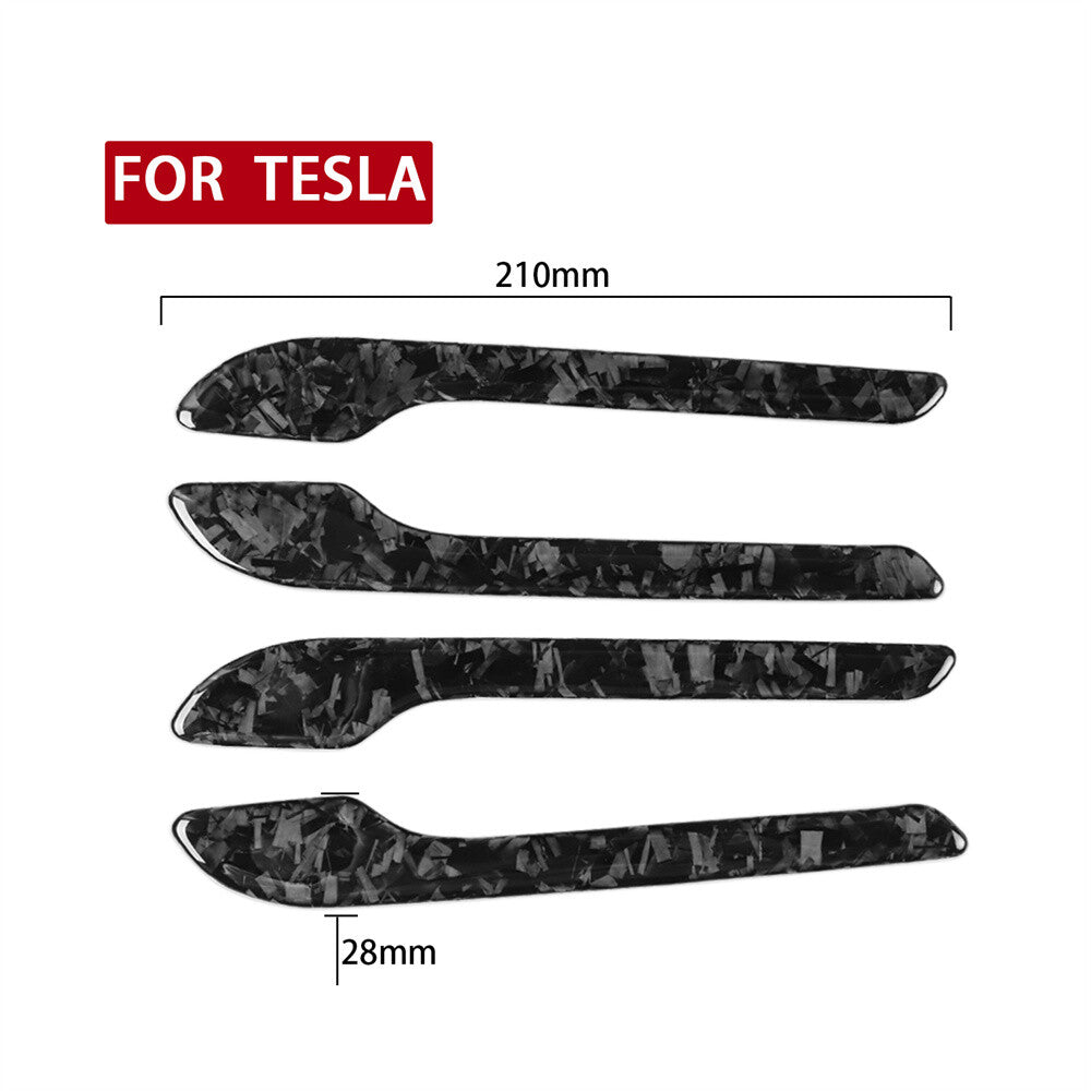 Forged Carbon Fiber Outer Side Door Handle Cover for Tesla Model 3 / Y 2017-2023