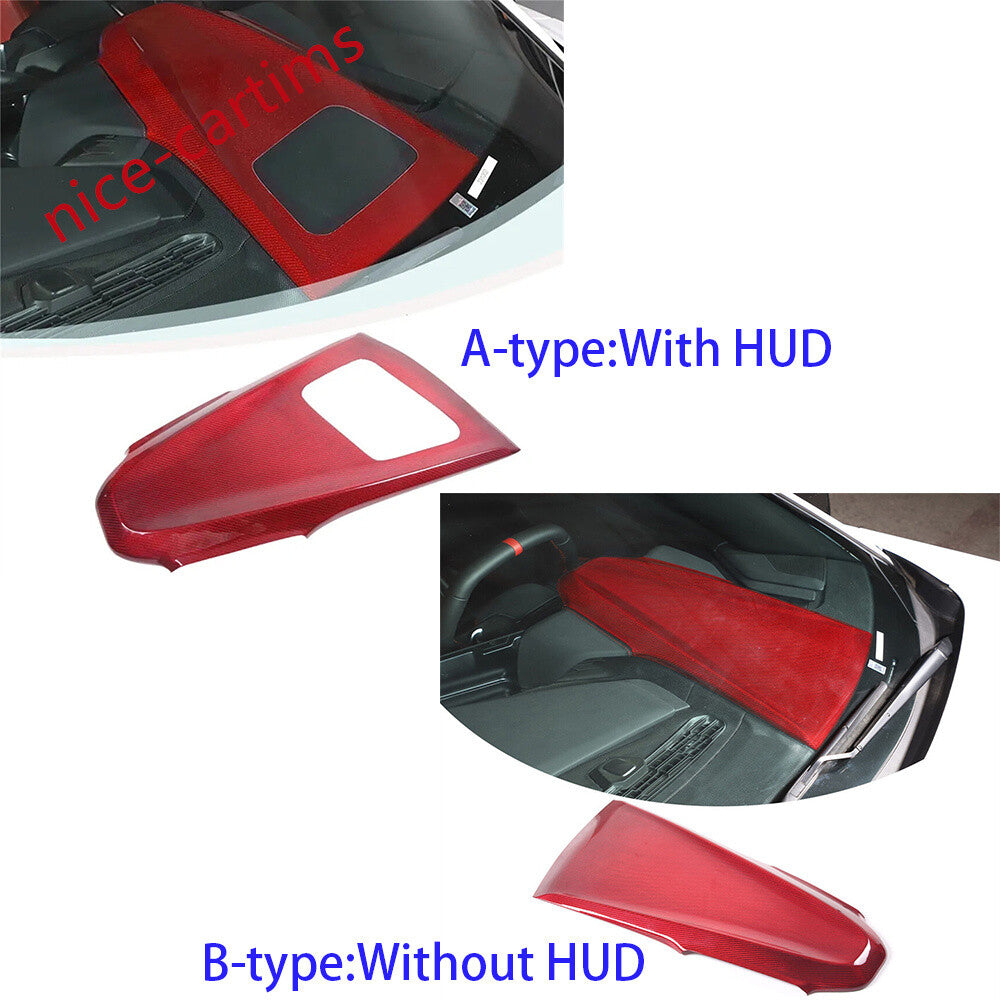 Red Carbon Fiber W/ HUD Dashboard Upper Panel Trim Fit for Corvette C8 2020-2024