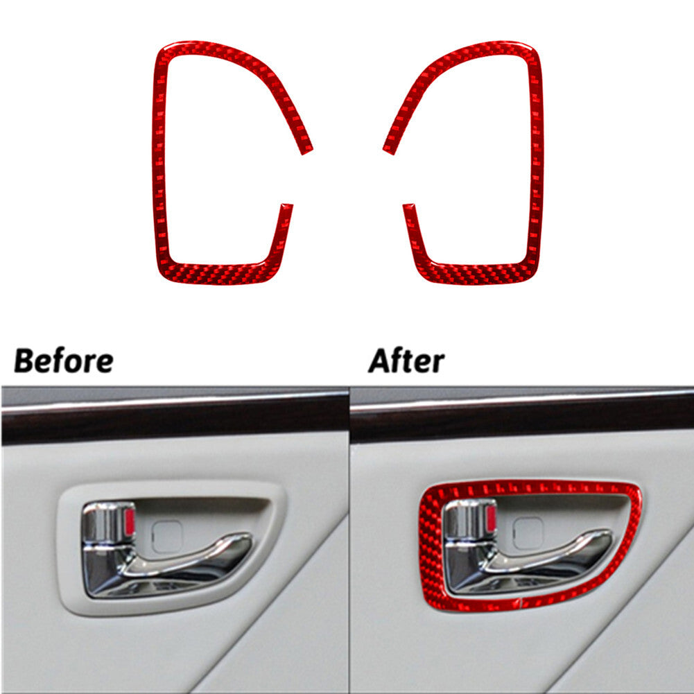 Red Carbon Fiber Inner Rear Door Handle Cover Trim for Hyundai Azera 2006-2011