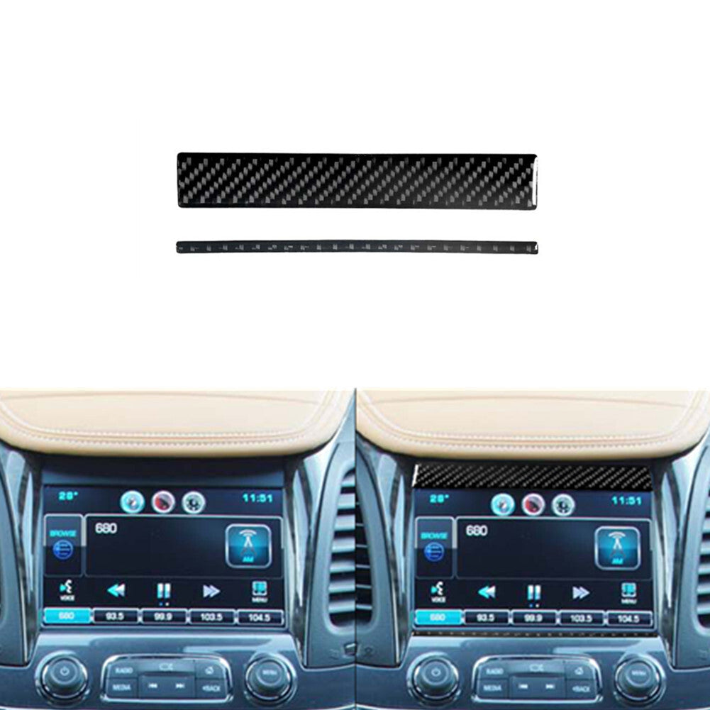 Navigation Top & Bottom Trim Strip Cover Carbon Fiber for Chevy Impala 2014-2020