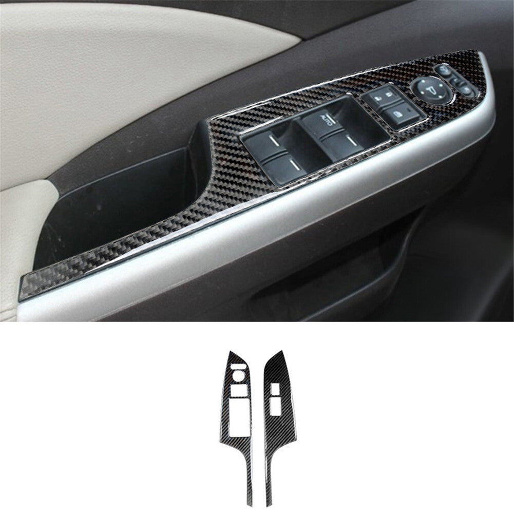 Carbon Fiber Front Window Lift Panel Cover Trim for Honda CRV CR-V 2012-2016