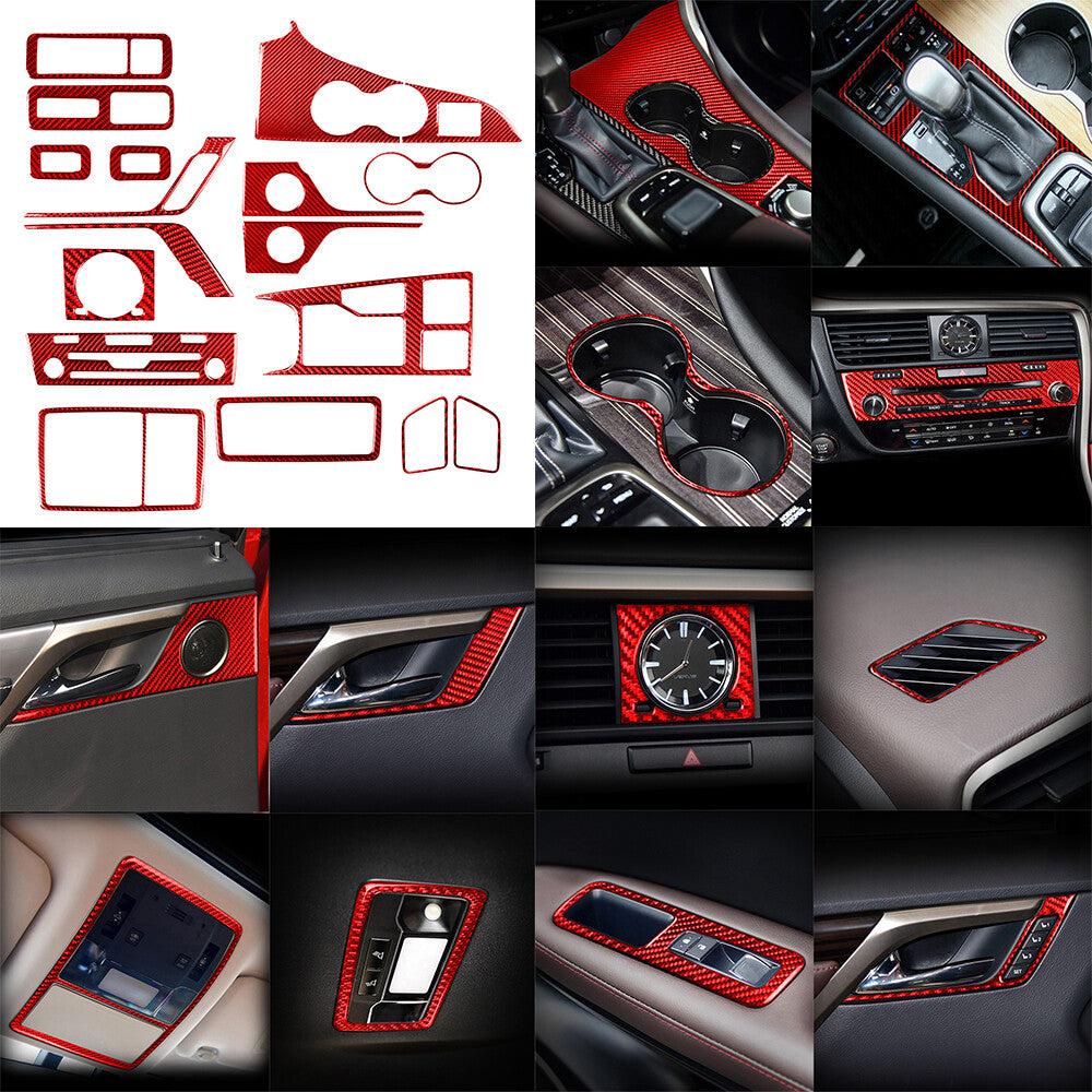 18PCS Red Carbon Interior Full Set Trim for Lexus RX300 270 200T 450H 2016-2019